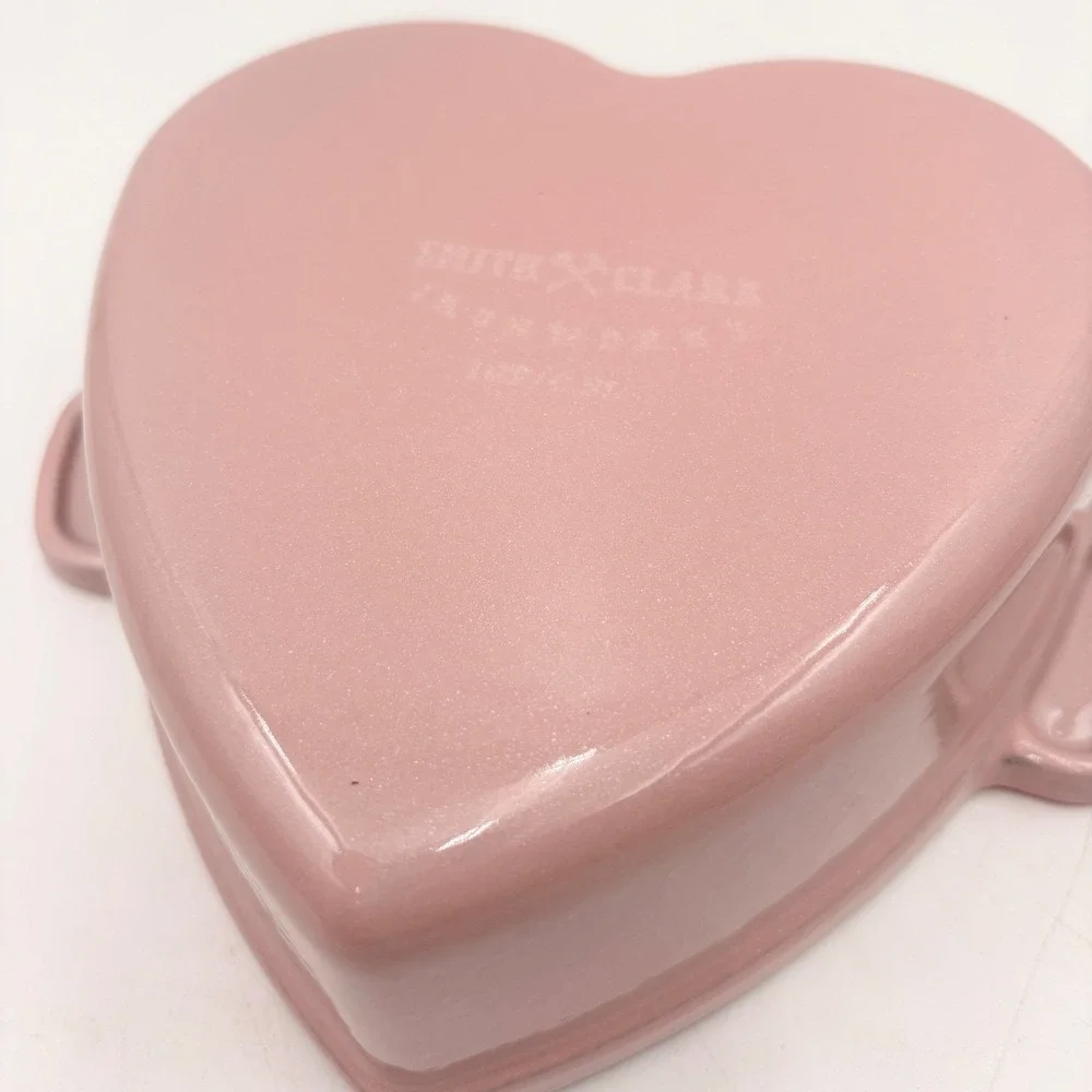 Smith & Clark 1QT Heart Dutch Oven Enameled Cast Iron Pink Gold‎ Knob NEW